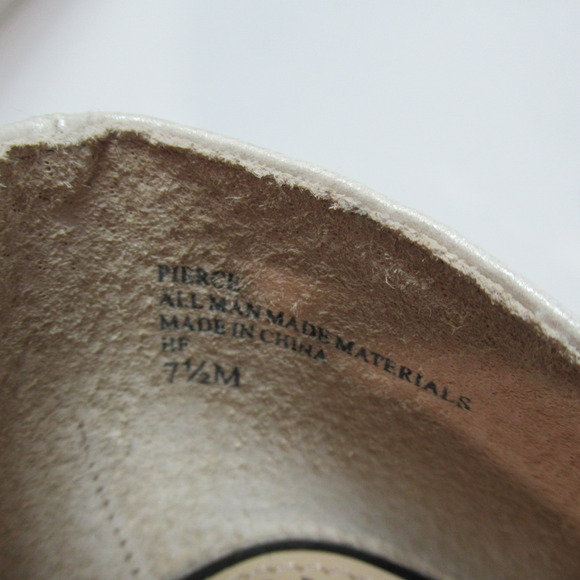 Adrienne Vittadini Heels Womens Size 7.5 Cream Black Toe Pierce Chunky Classy - Picture 11 of 13